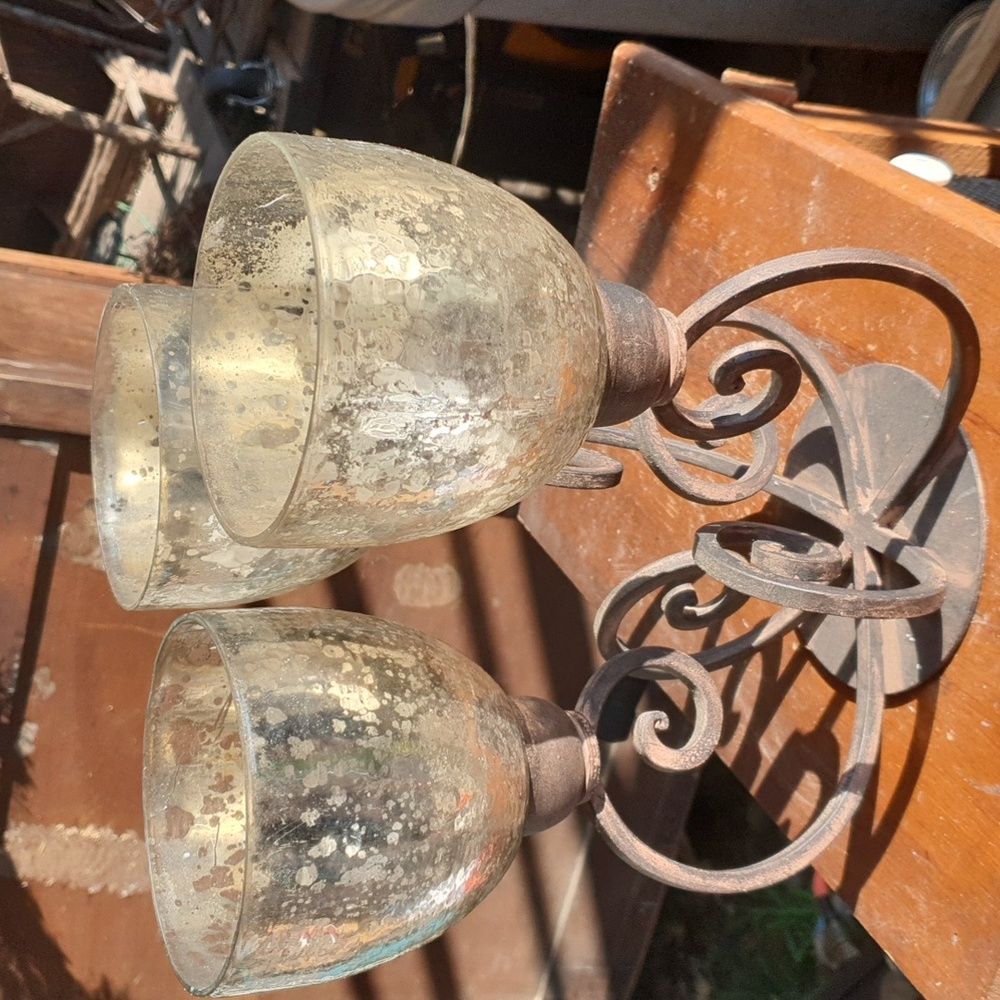 💜 Vintage retro style iron candle holder candelabra